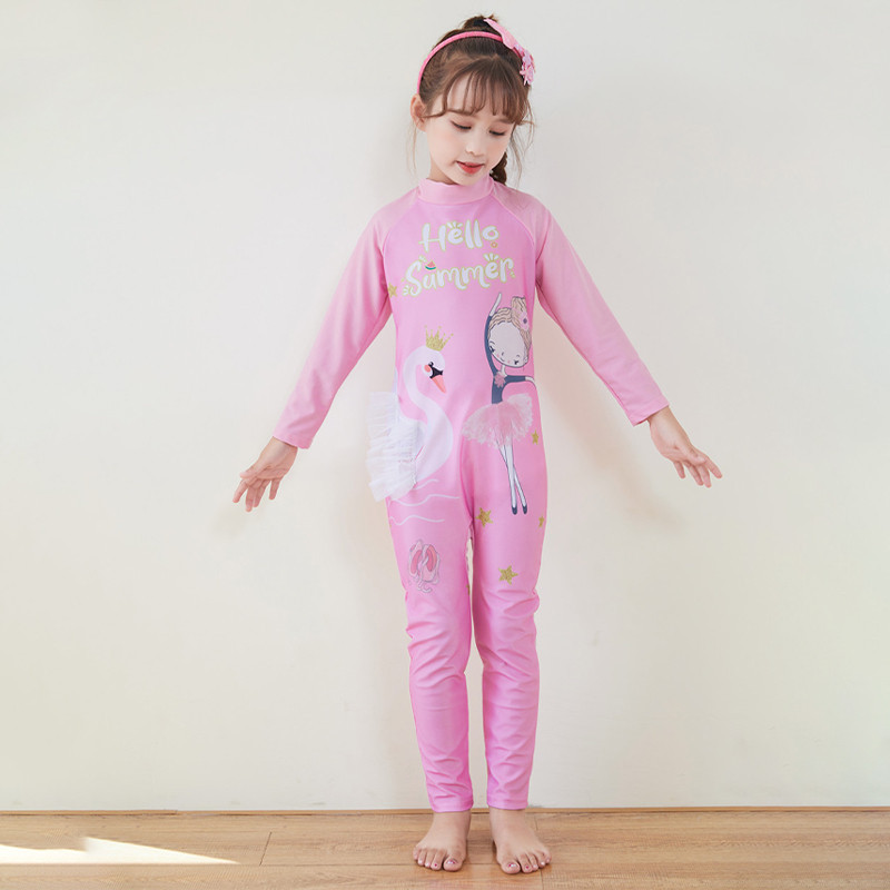 MANGO-Kids Girls Rash Guard Swimsuit Jumpsuits Cartoon Print Zipper ...