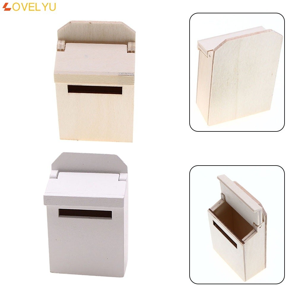 LOVELYU| Miniature Blank Mail Box House Mini Mail Box Miniature Wooden ...