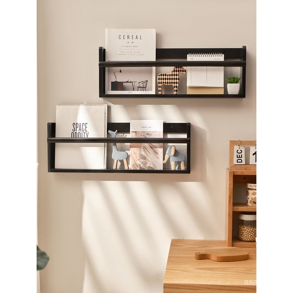Cherry Wood Picture Book Rack Wall Shelf Wall Bookshelf Book Newspaper ...