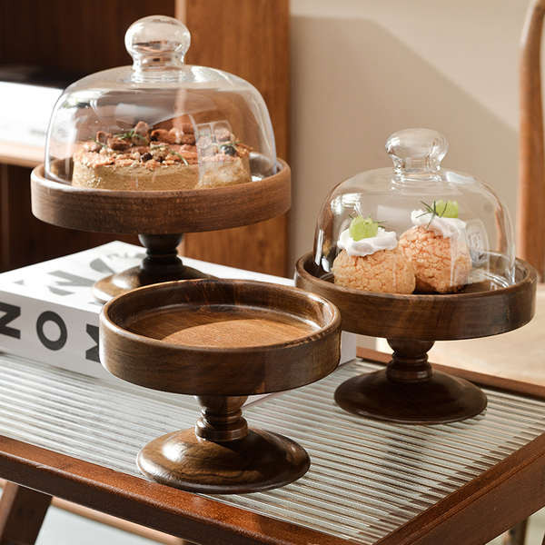raya 2025 tray decoration desert tray High-grade solid wood high-foot ...