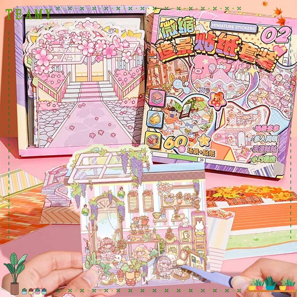 TEAMY Visual Stacking Sticker, PET DIY Miniature Scene Stickers ...