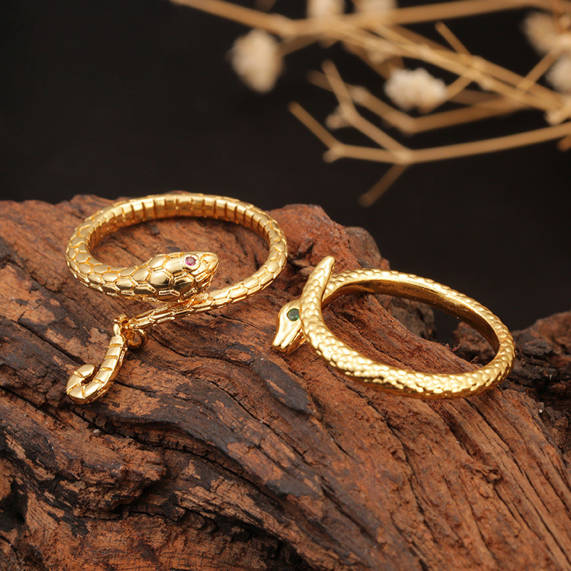Simple Fashionable Little Golden Snake Winding Ring Female Ancient ...