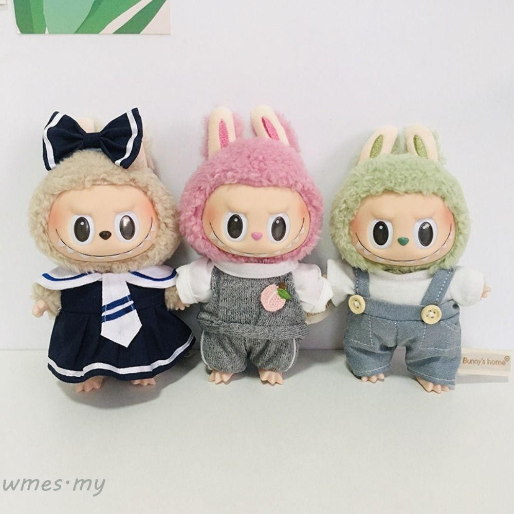 WMES1 Labubu Time Clothes, Uniform Suspender Pants 17cm Cotton Doll's ...