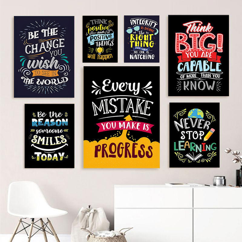 Inspirational Quotes Canvas Painting Black Poster Office Decor Wall Art ...