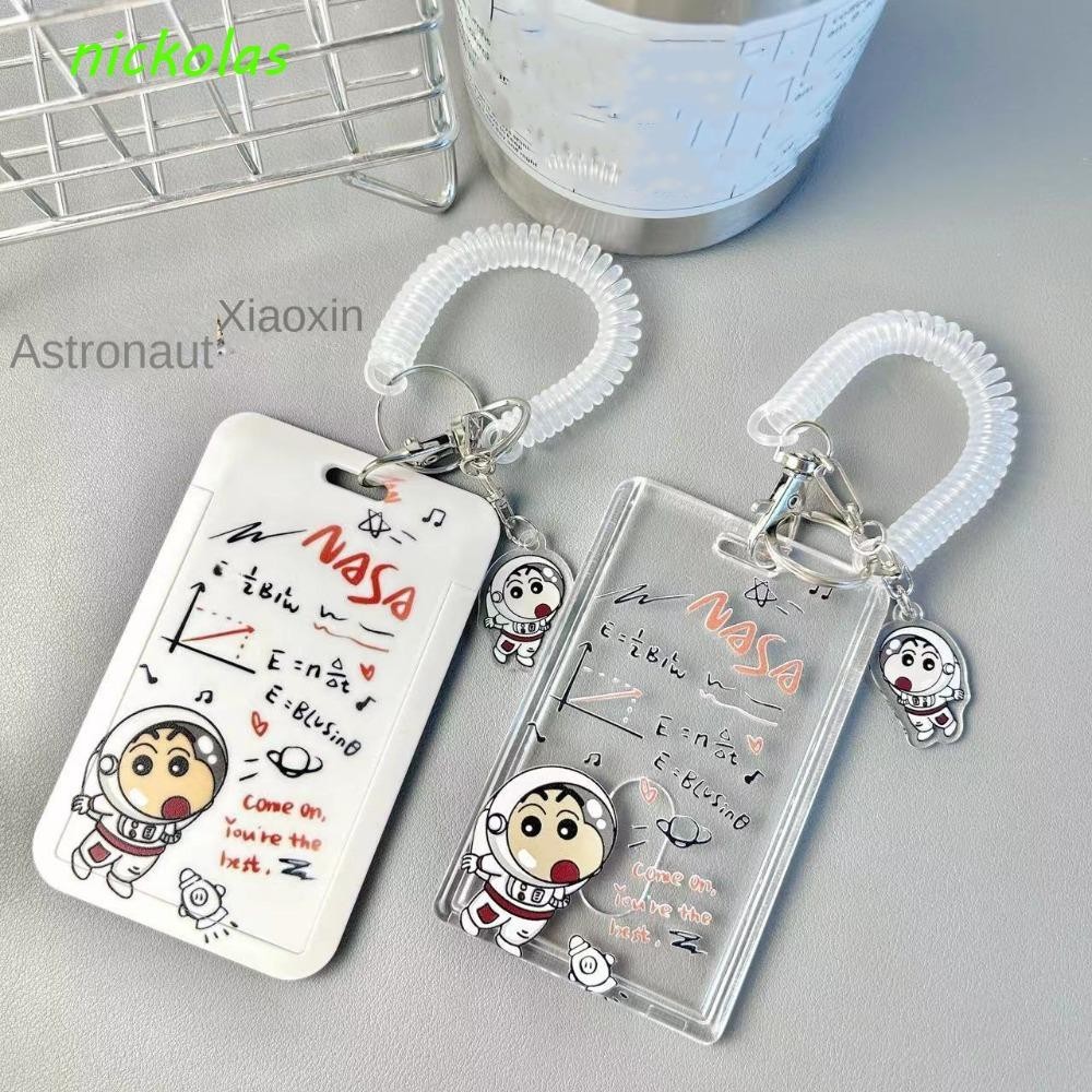 NICKOLAS Transparent Card Sleeve, ID Card Cover Spring Rope Cartoon ...