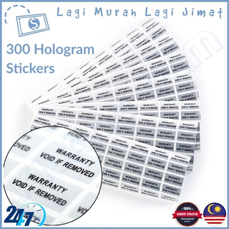 300pcs Hologram VOID IF REMOVED Pelekat Waranti Keselamatan Security ...