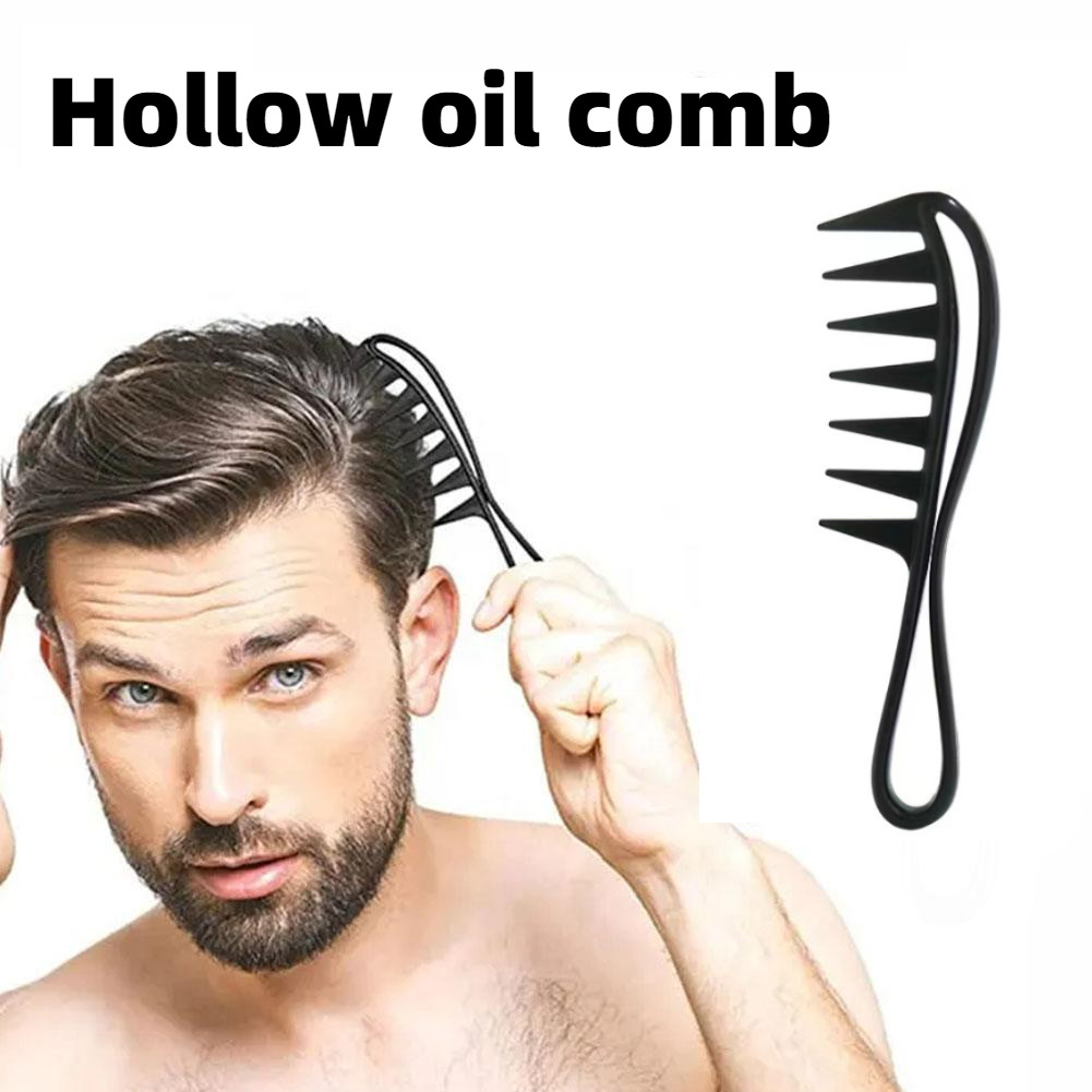 Hollow Fish Bone Comb Handle Large Teeth Comb Men Oil Head Hairdressing ...