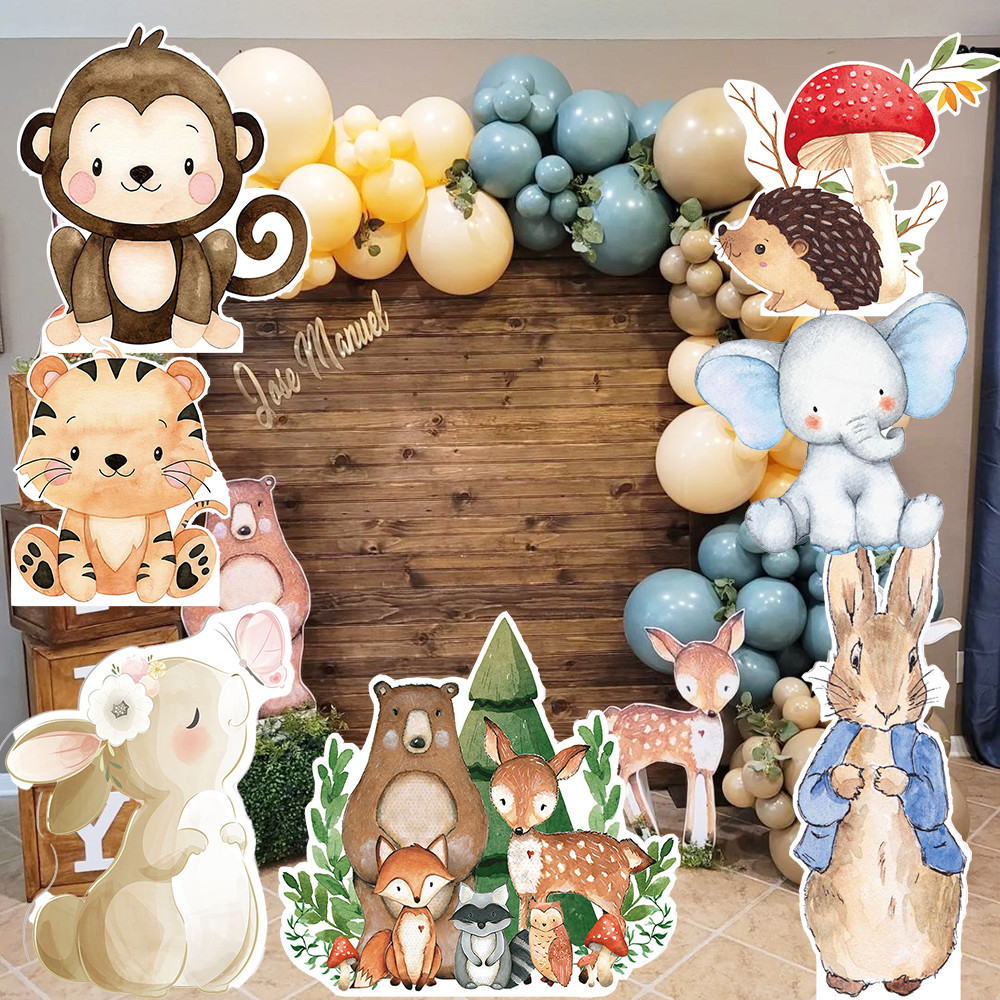 Whaline Jungle Animal Cutouts - 39pcs Monkey Cutouts - White Cardboard