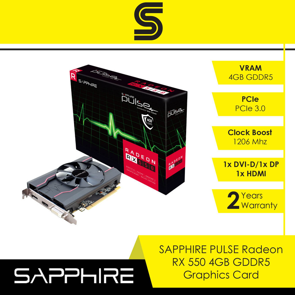 SAPPHIRE PULSE Radeon RX 550 4GB GDDR5 Graphics Card | Shopee Malaysia