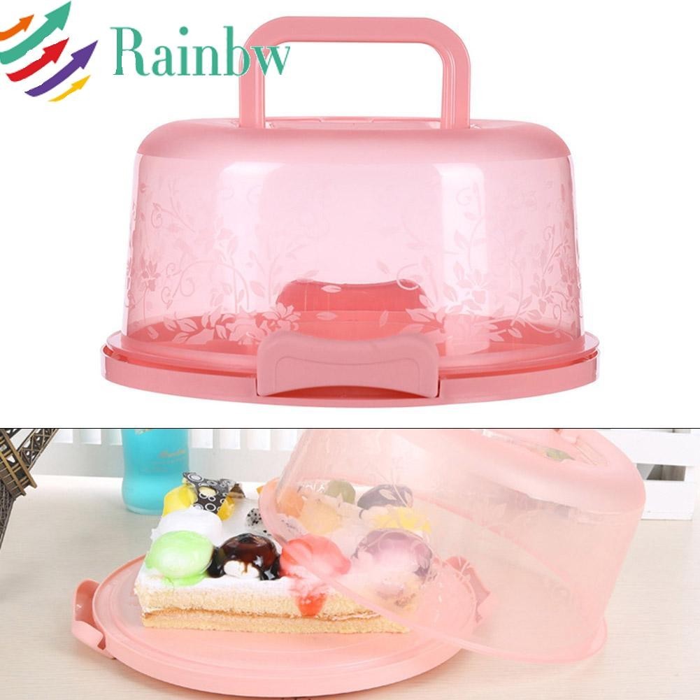 Plastic Cake Box Round Carrier Storage Container Clear Lockable Lid ...