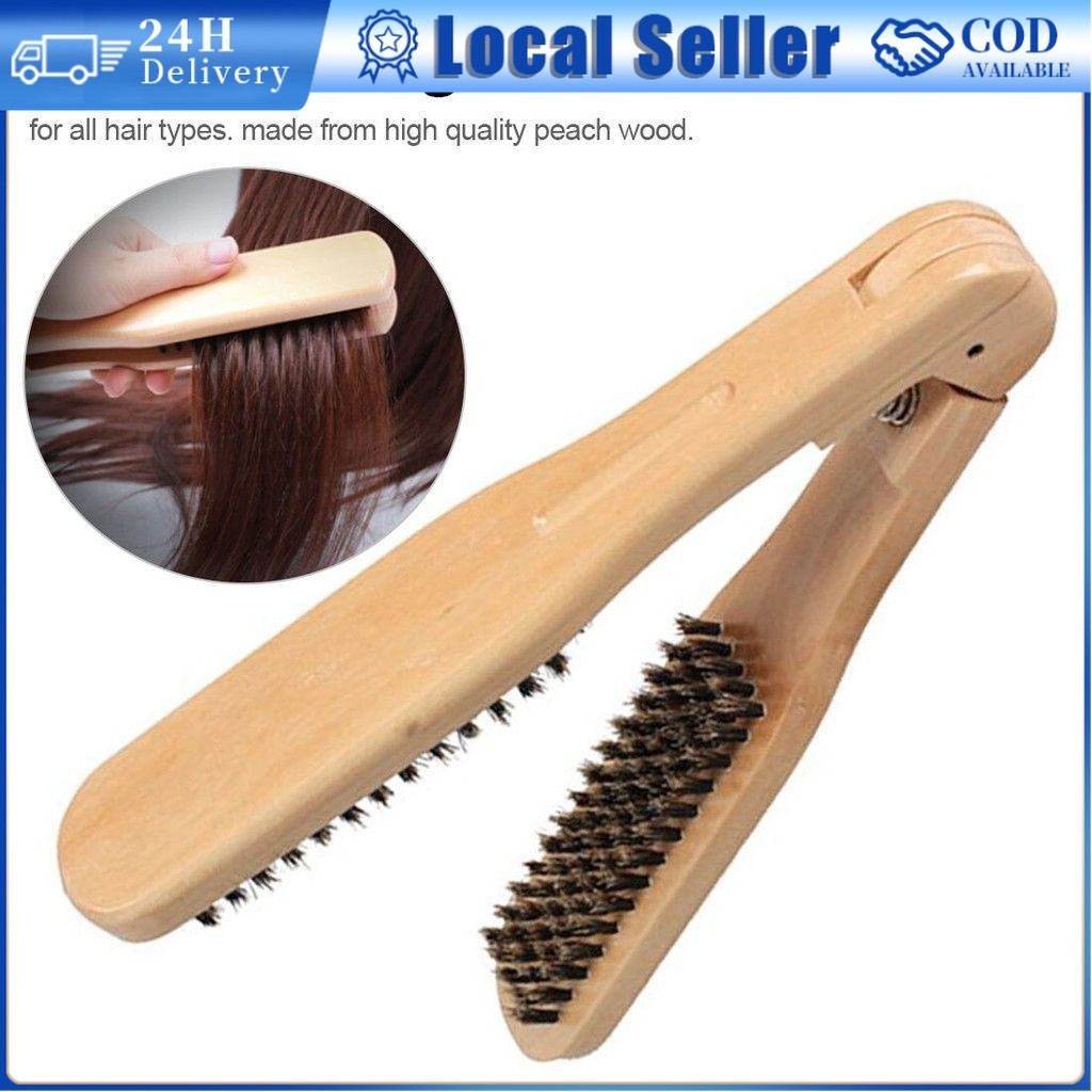 Wooden V-shaped Straightening Comb Rebonding Brush hair Comb Salon ...