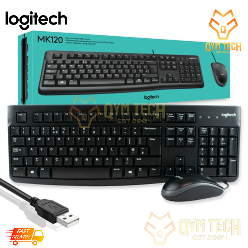 LOGITECH MK120 COMBO WIRED KEYBOARD & MOUSE | Shopee Malaysia