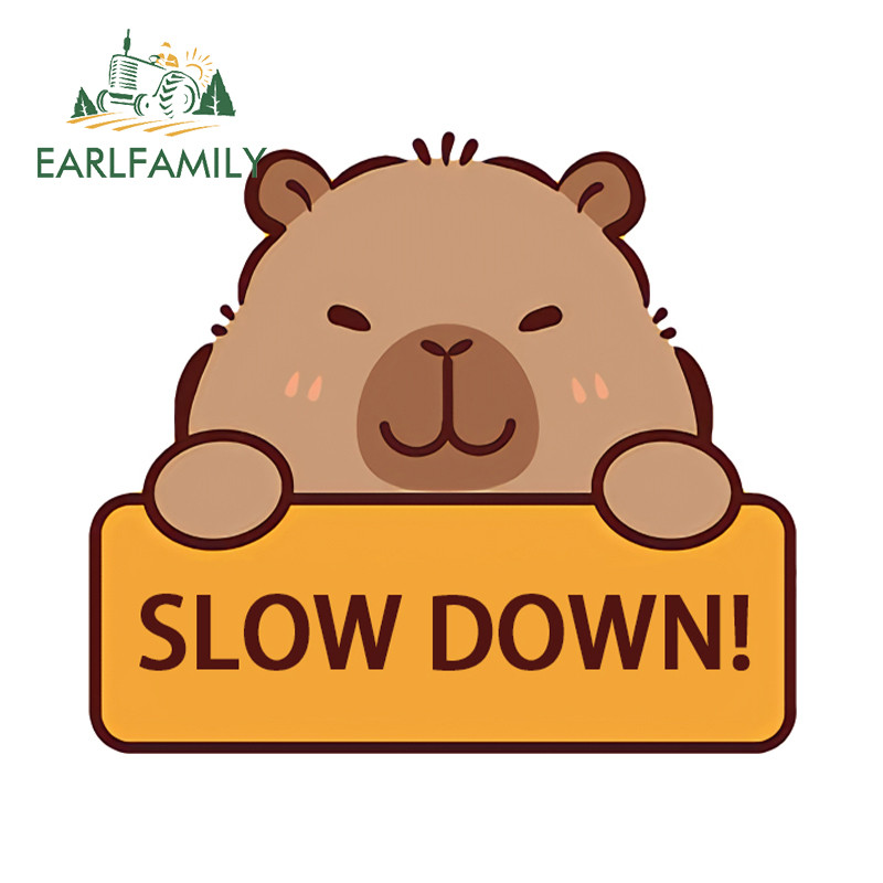 EARLFAMILY Anime Capybara Warning Sign Car Sticker Slow Down Words ...