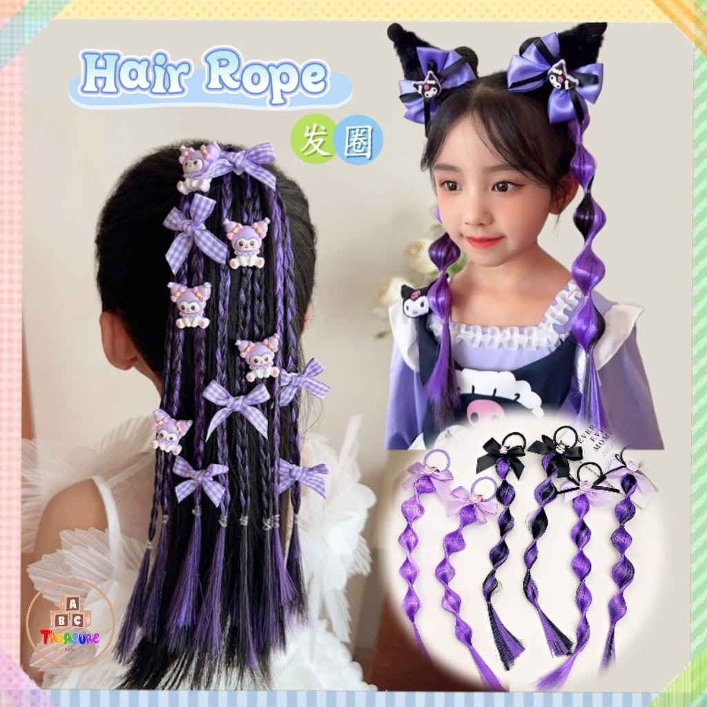 Children's Hair Accessories Kuromi Hair Rope Kids wig braiding Tie High ...