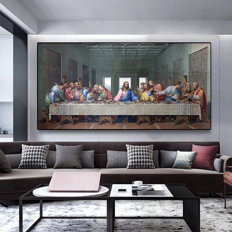 Famous Painting Art The Last Supper Jesus and The Twelve Disciples ...