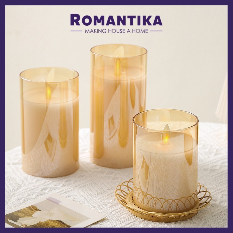 Romantika LED Candle 7.5x10cm/ 10x12cm 3 Type Available LED Lilin White ...