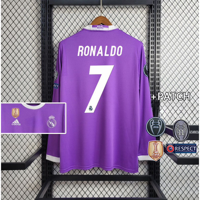 16/17 Real Madrid Ronaldo #7 2024 UCL Final Away Jersey Soccer Adidas