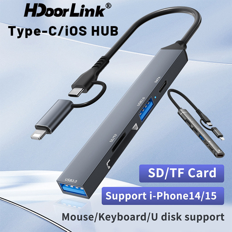 HdoorLink Type C/IOS Hub USB 3.0 5Gbps 5 in 2 Splitter Support Reading ...