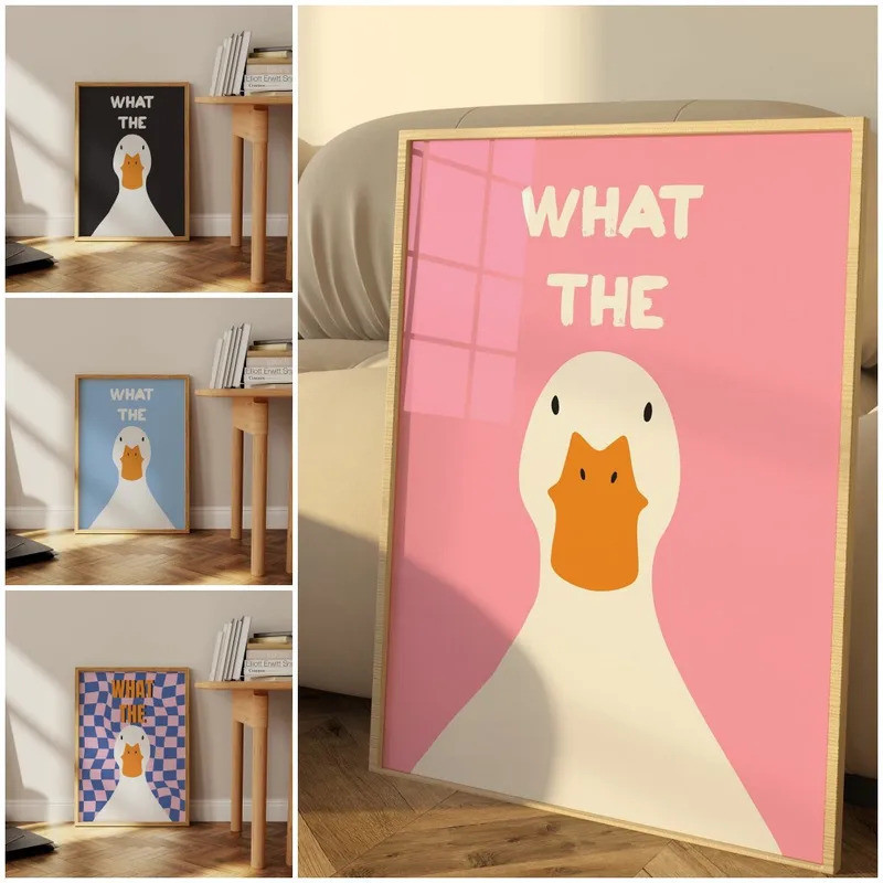 What the Duck Print Art Picture Funny Cute Animal Canvas Posters Modern ...