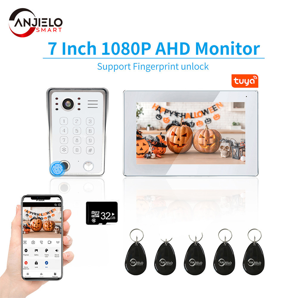 TUYA 7 Inch WIFI Video Intercom 1080P Doorbell with Password ...