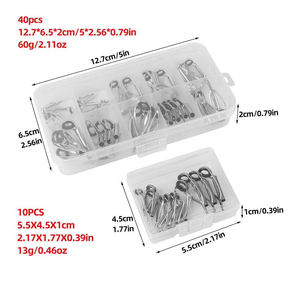 * 10/40pcs Top Tip Guide Smooth Fishing Rod Guides Mini Convenient for ...