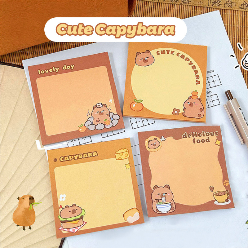 50 Sheets Kawaii Cartoon Capybara Note Paper Student Tearable Mini Memo ...