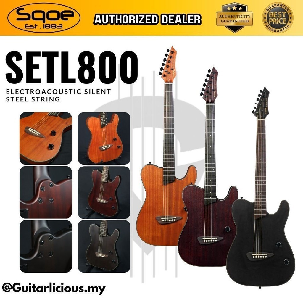 SQOE SETL800 Electroacoustic Silent Steel String Mahogany Guitar ( SETL ...