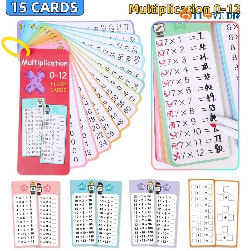 1-12 Counting Training Flashcards - Addition Multiplication Learning ...