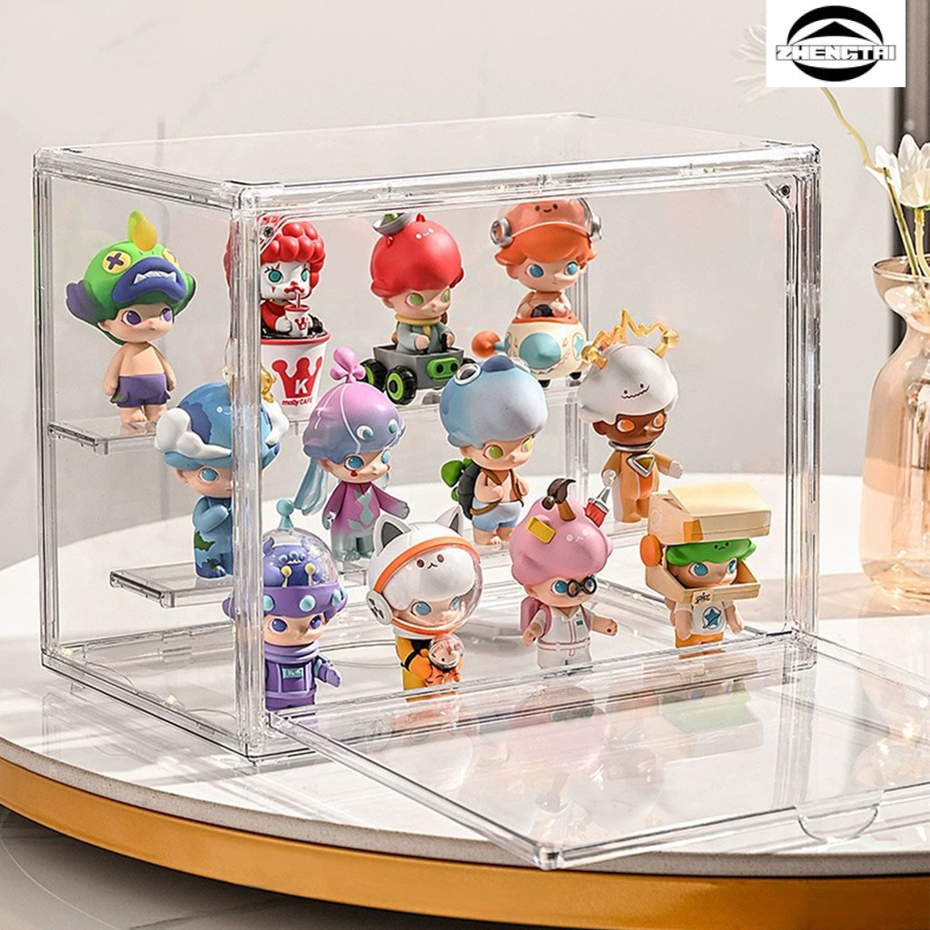 Doll Display Cabinet Box Figure Model 3-Tier Collectibles Transparent ...