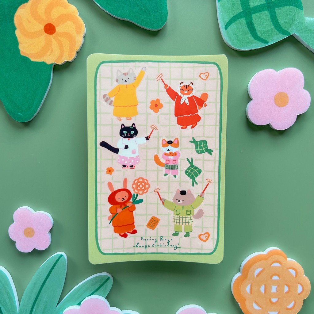 Kucing Raya Waterproof Vinyl Sticker Sheet | Shopee Malaysia
