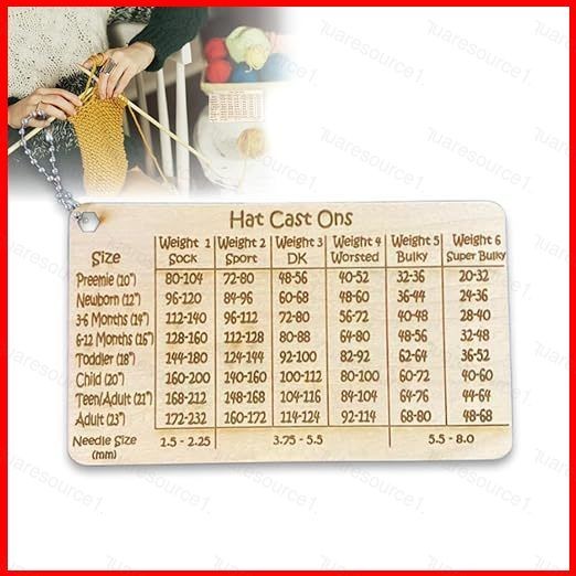 sq Hat Cast On Chart Numbers Tool Wooden Weaving Ruler Knitting Tools ...