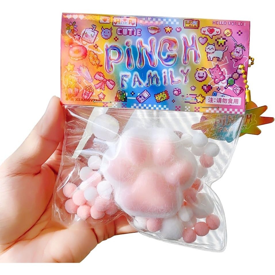 Cute Soft Cat Paw Squeeze Toys, Kawaii Fluffy Squishies Sensory Toys ...