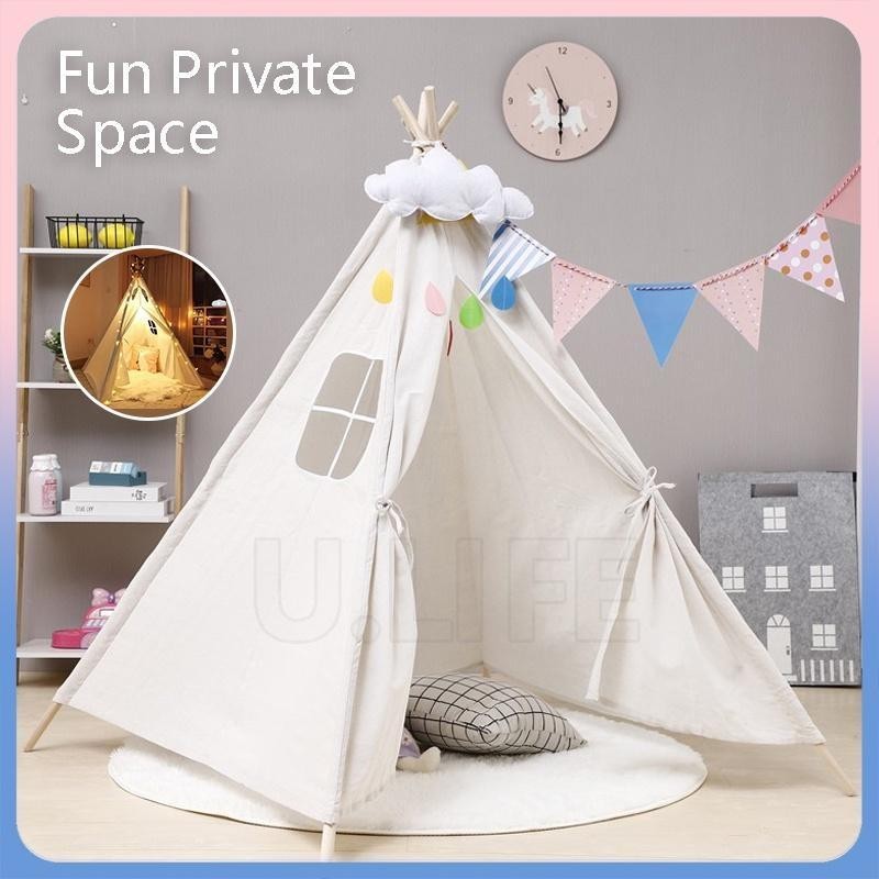 Children's Tent Portable Triangle Tent Kids Playhouse Kids Cotton