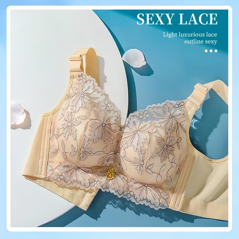 Adjustable bra lace bra without steel ring small chest gathered sexy ...