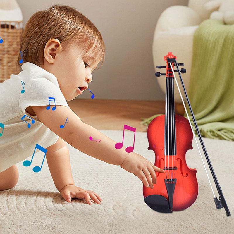 Kids Violin Toy - Light Brown ABS Musical Instrument With Adjustable Strings