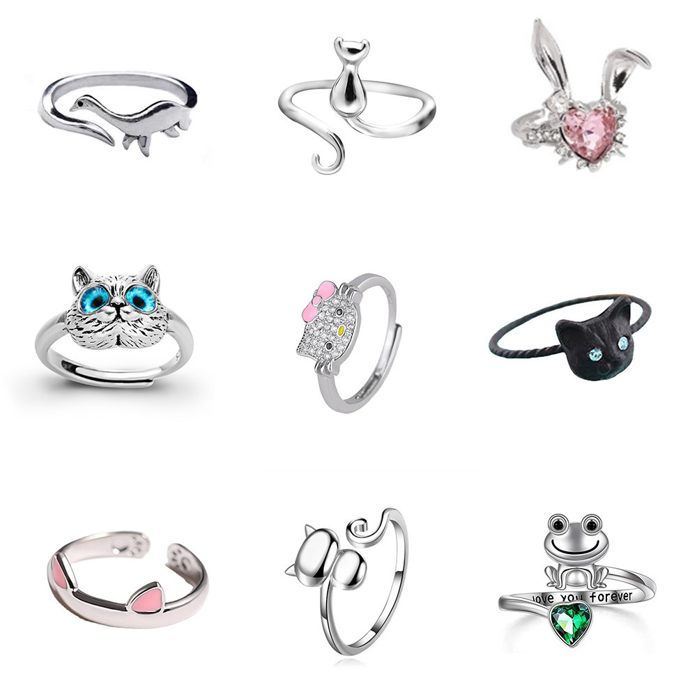 Simple Trend Cat Snake Frog Opening Rings for Women Men Unisex Animal ...