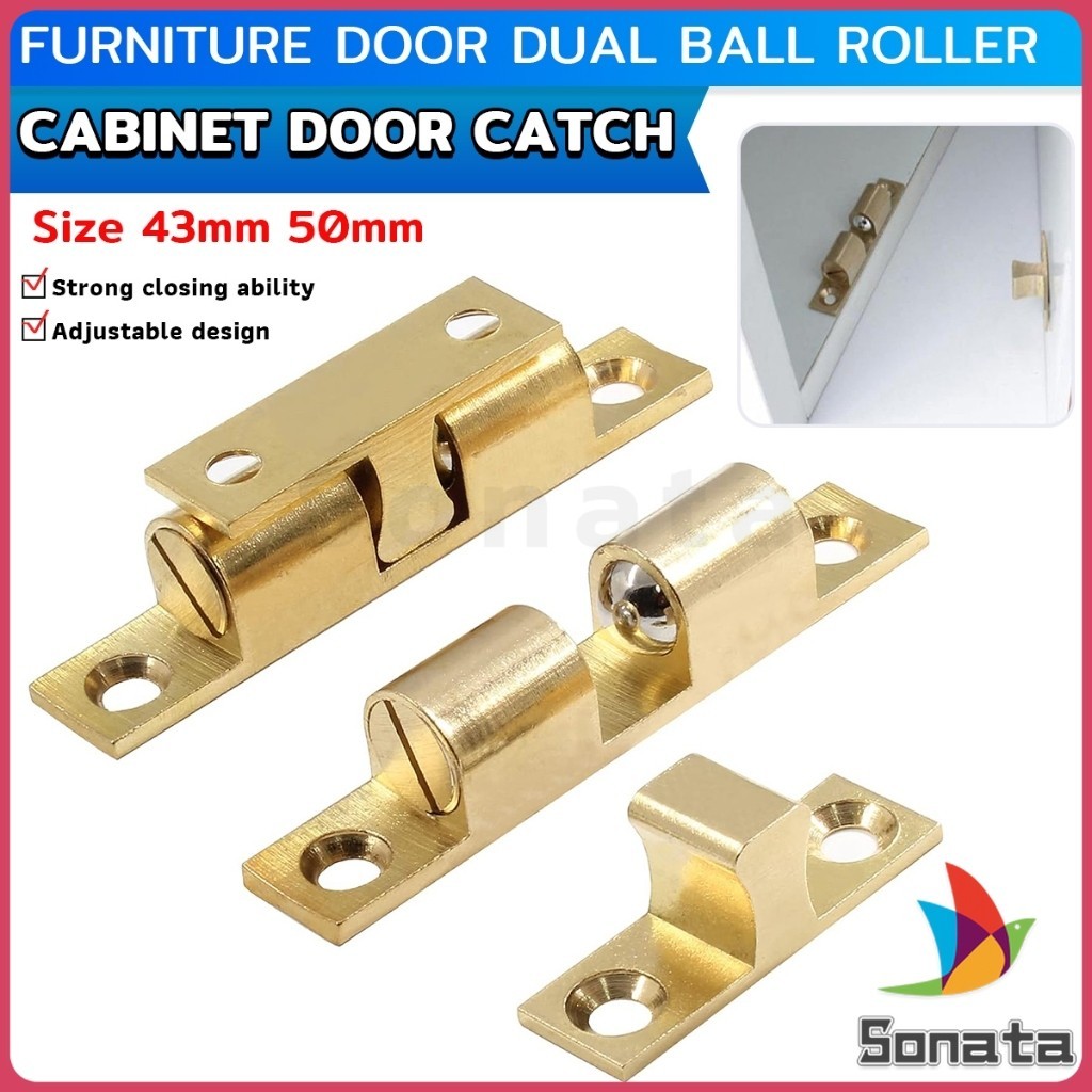 Uxcell 2-Pack Brass Double Ball Catch Latches – 50mm Gold Tone, For Cabinet & Closet Doors - View #8