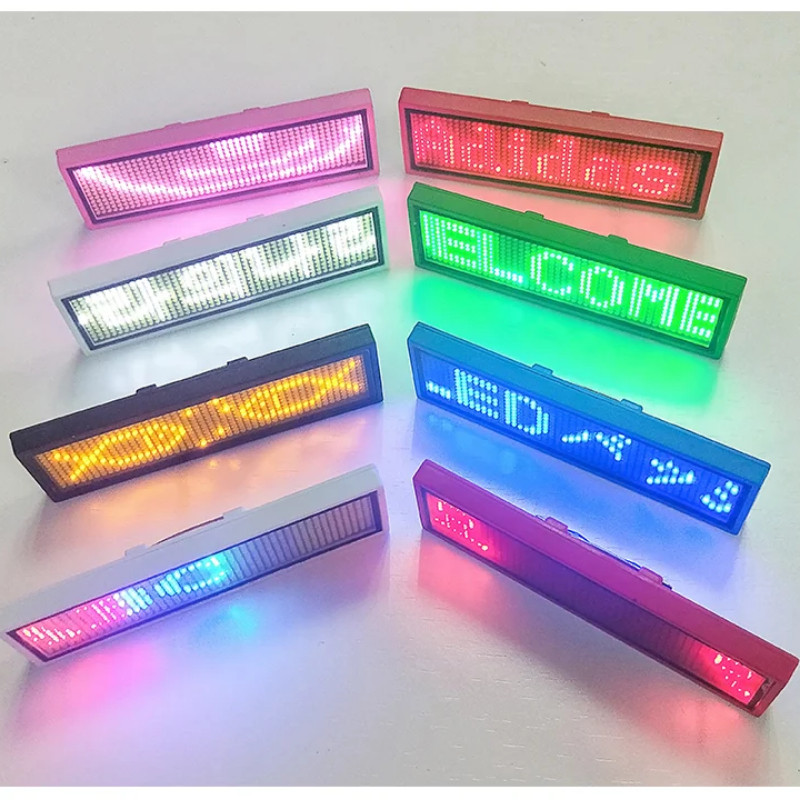 Bluetooth APP LED Digital Badge USB Charging DIY Programmable Name ...