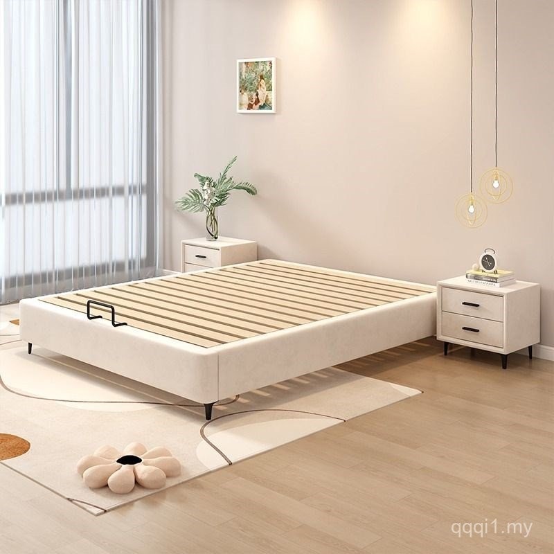 Bedsideless Bed Rack Pork Frame 1.35m Small Apartment Solid Wood Tatami ...