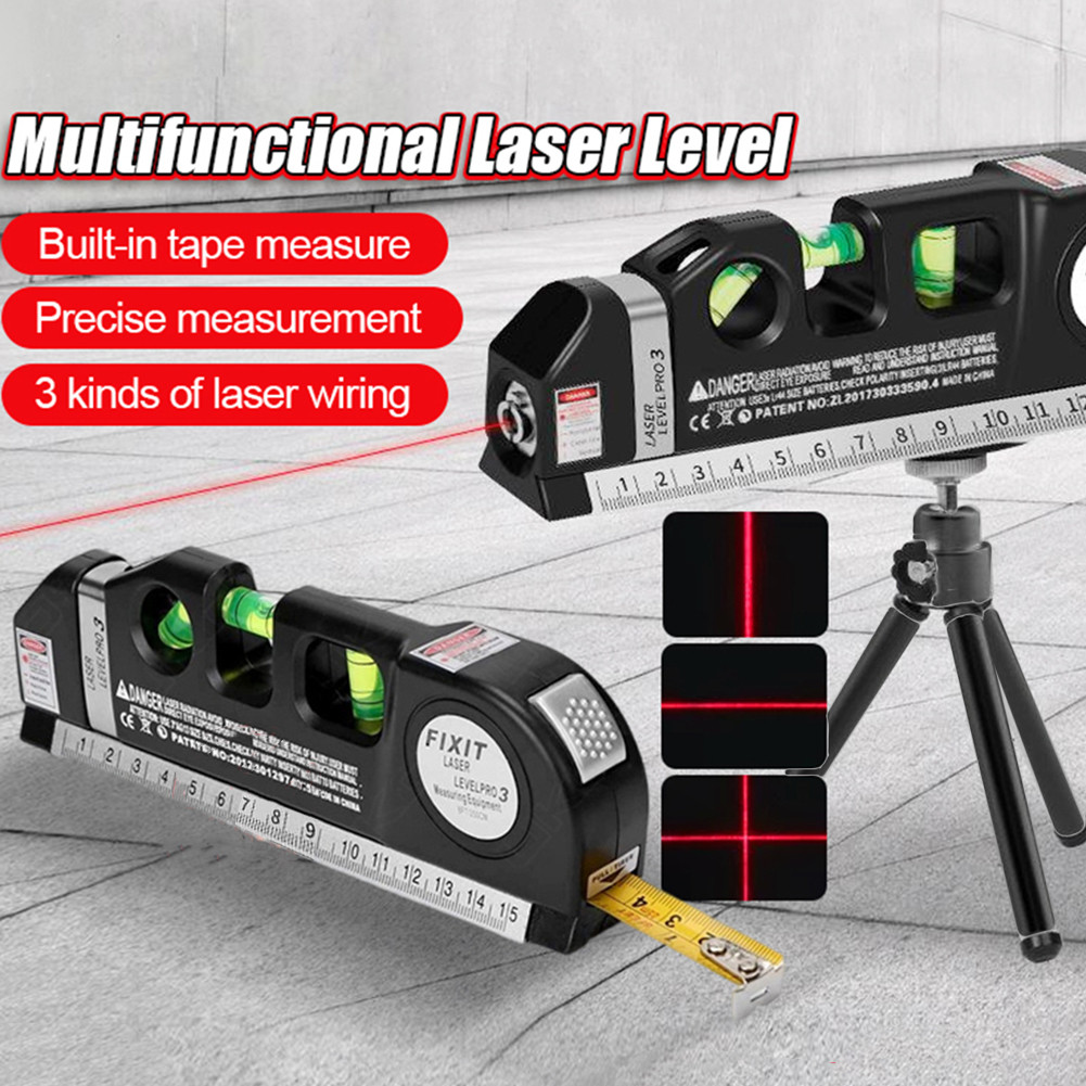 4 In 1 Multipurpose Laser Level Meter Spirit Level Measuring Tape High ...