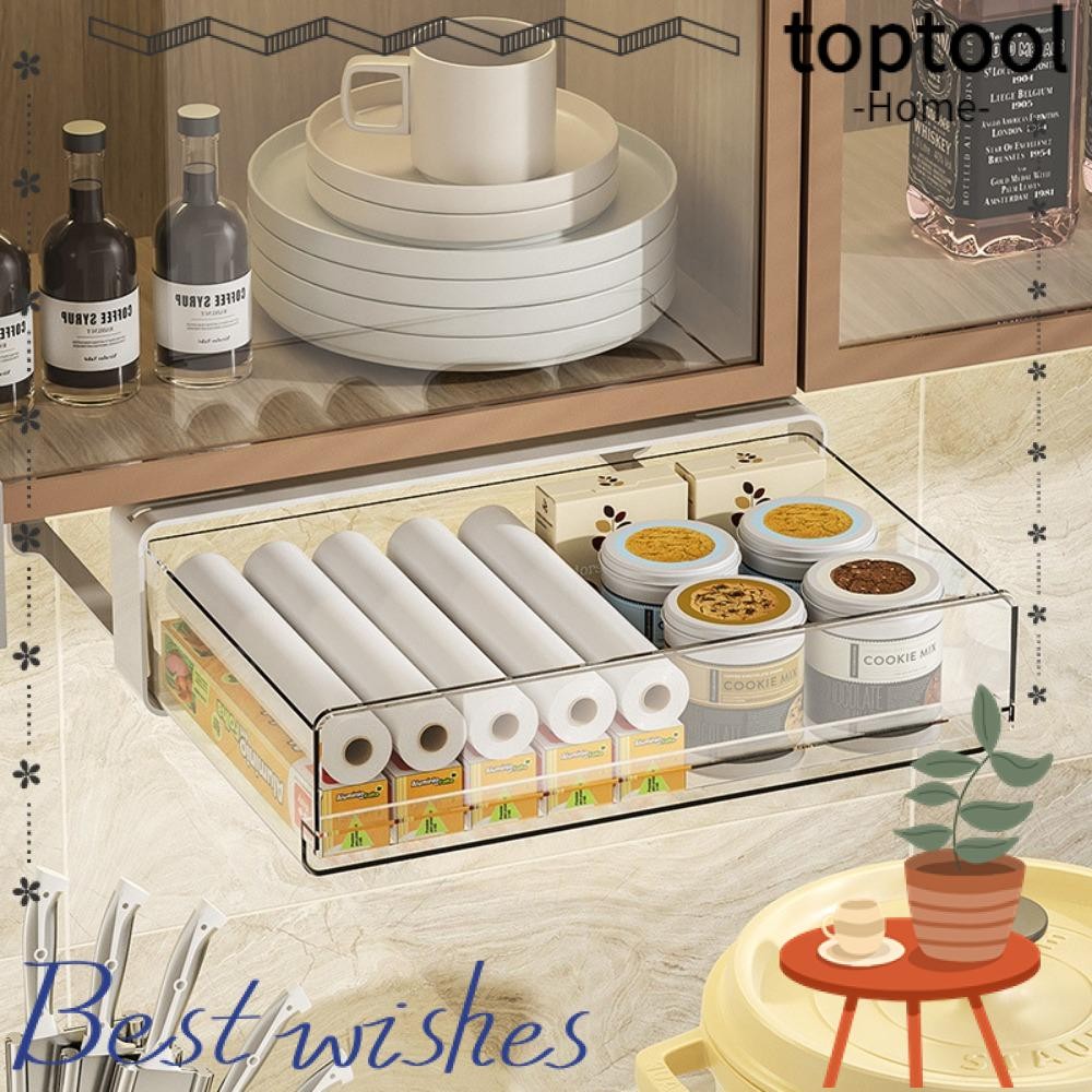 TOPTOOL Under Table Storage Cabinet, Self-adhesive Drawer Type ...