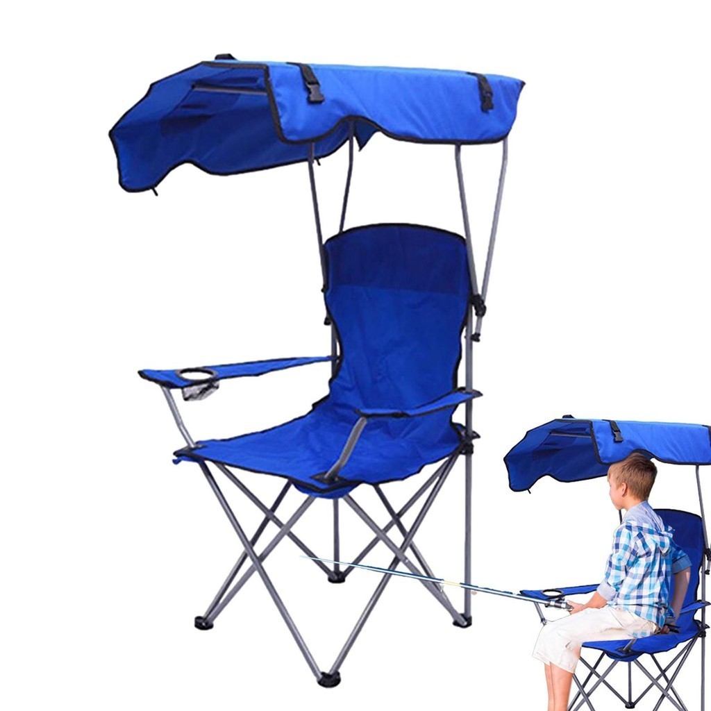 Camping Chair With Canopy Portable Folding Recliner Beach Chair