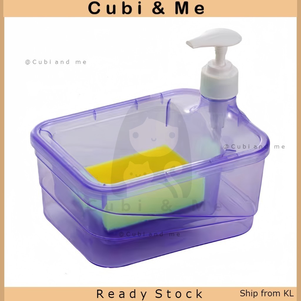 C&M 1000ml Soap Dispenser and Sponge Holder Kitchen Dishwashing ...