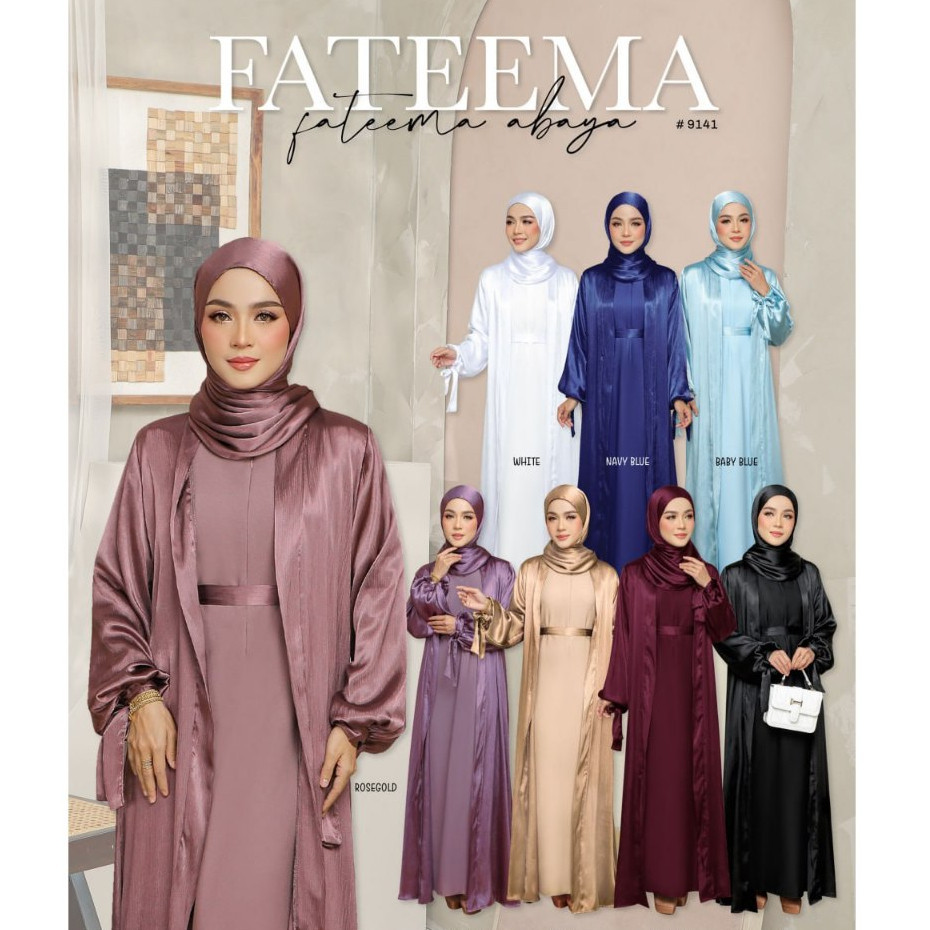 [9141]🔥FAST SHIP🚚🔥FATEEMA ABAYA CARDIGAN SATIN SET JUBAH MUSLIMAH ...