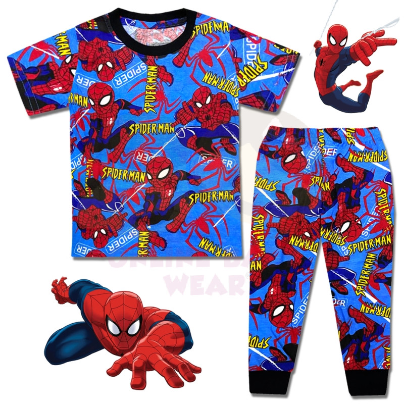 (3M-12Y) FM Blue NEW SPIDER WEB ACTION Cotton Kids Pajamas - Pyjamas ...