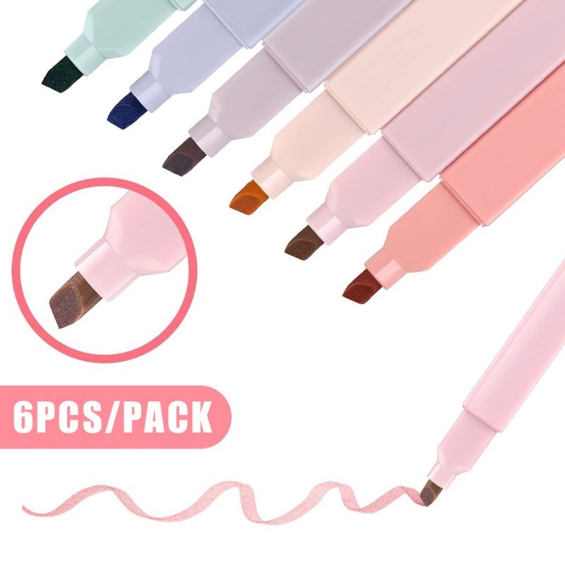 6Pieces Morandi Aesthetic Highlighters No Bleed Bible Highlighter Cute ...