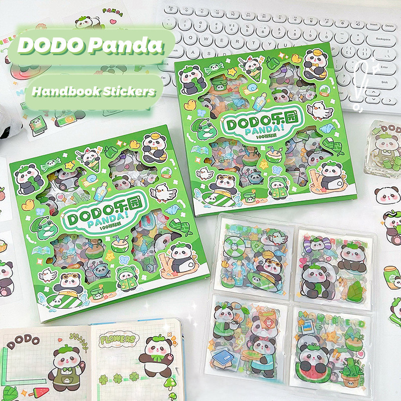 100 Sheets Boxed Cartoon Panda Series Stickers Diary Deco DIY Stickers ...