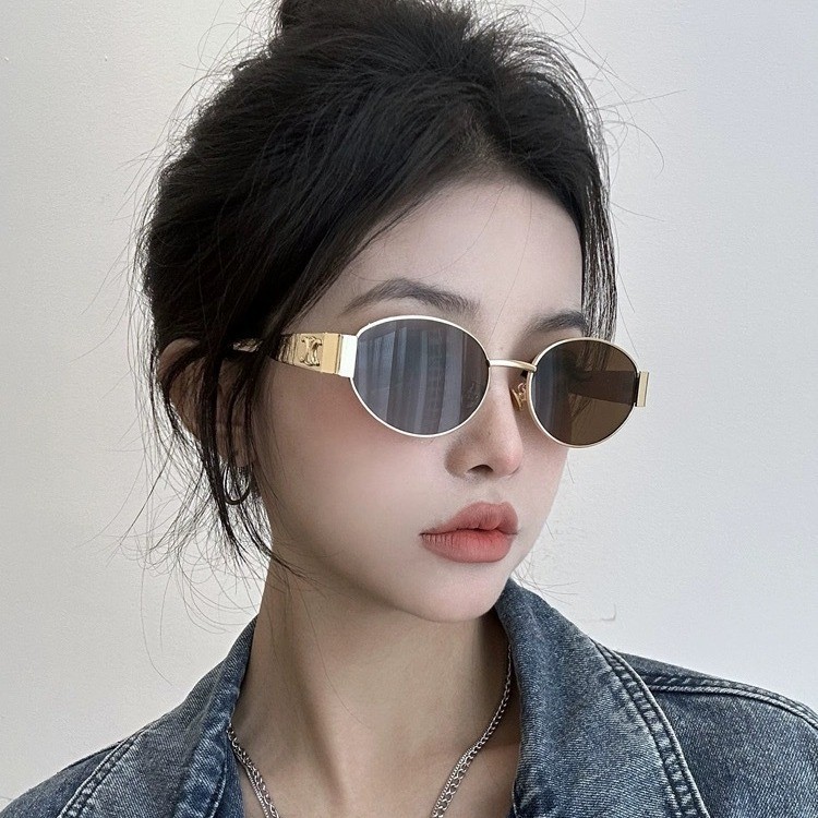 Retro American Metal Small Frame Round Face Sunglasses Women