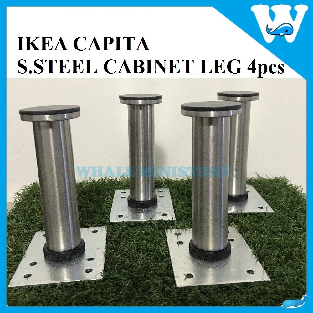 IKEA 4PCS STAINLESS STEEL CABINET TABLE FURNITURE LEG 8CM / KAKI ...