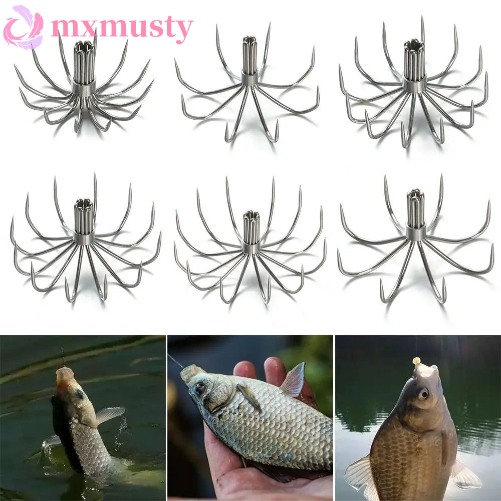 MXMUSTY 10pcs/Lot Squid Umbrella Hook, Single Layer 14 Needles Shrimp ...